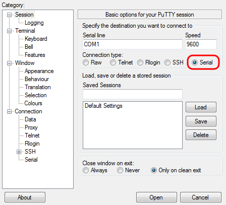 connect to cisco switch putty